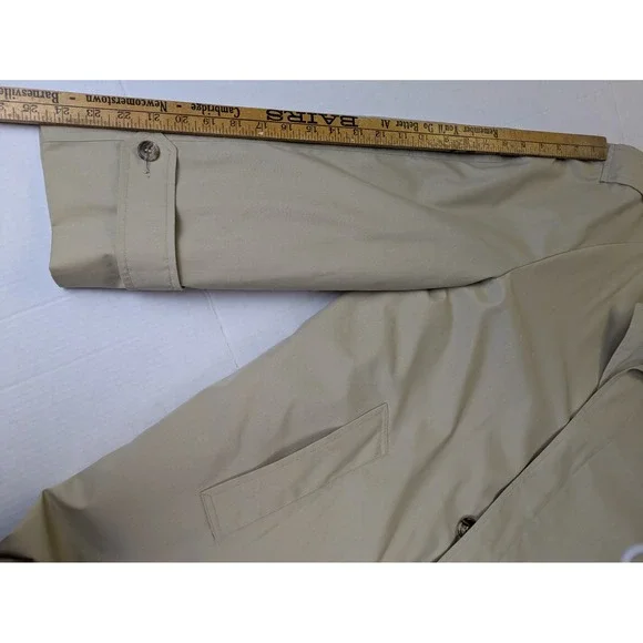Towncraft Trench Coat Mens Large 44 Reg Tan Zip Out Faux Fur Lining Vintage USA - Picture 6 of 12